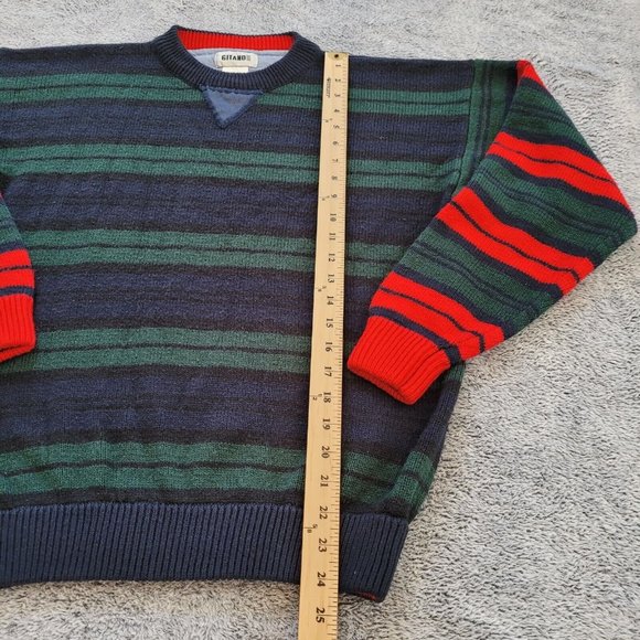Vtg Gitano Mens Sweater Small Green Blue Stripe Y2K Hip Hop Freddy Krueger 16191 - Picture 5 of 9